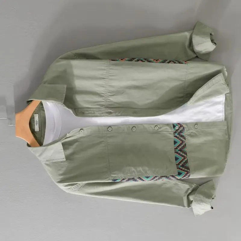 

New Designer French Stylish Quality Cotton Shirt Men Brand Trend Long Sleeve Patchwork Comfortable Top Clothes Chemise Homme