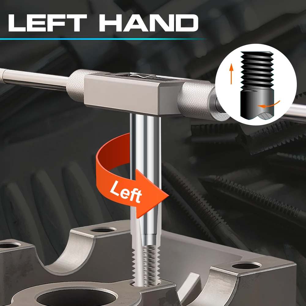 HAMPTON 2 Stück Linksgewinde-Gewindebohrer HSS Gerade Geriffelte Metrische Handgewindebohrer M3 M4 M5 M6 M8 M10 M12 M14 Handwerkzeuge – Detail 5