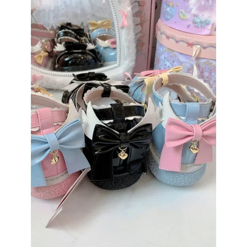 Lolita Cosplay Sweet Tea Party Mandarin Duck Shoes Cos Girl Cream Bubbles Bow Kawaii Shoes Lolita Girls High Heel LoliShoes