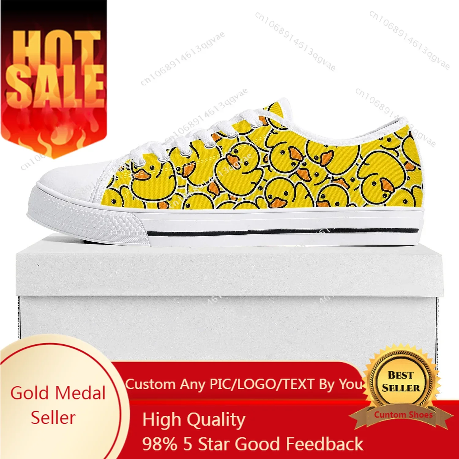 

Yellow Duck Printed Low Top High Quality Sneakers Mens Womens Teenager Canvas Sneaker Casual Couple Shoes Custom Made Shoe White