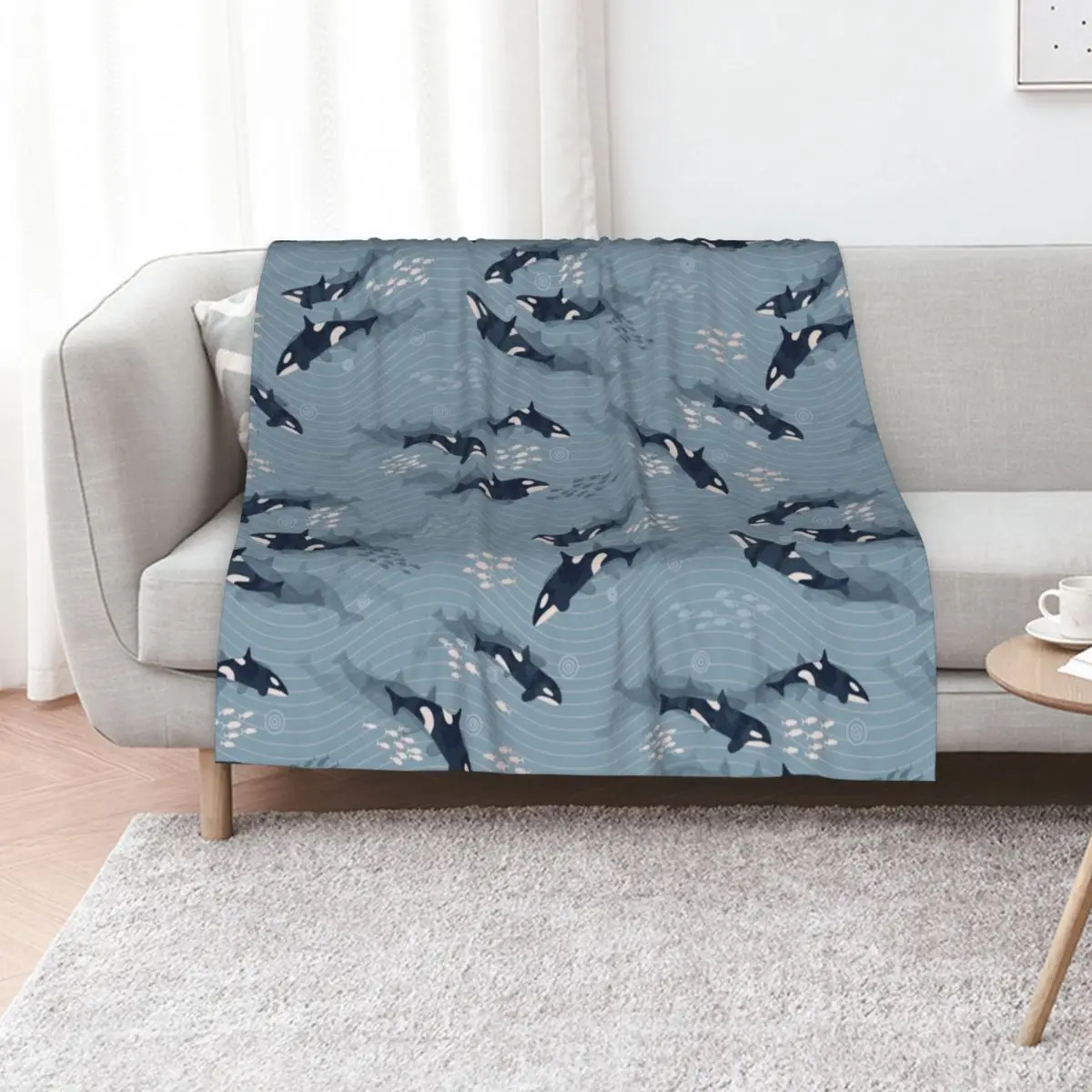 Orca in Motion / blue-gray ocean pattern Throw Blanket Thin Quilt Sofa Sofa Quilt For Sofa Thin wednesday Blankets