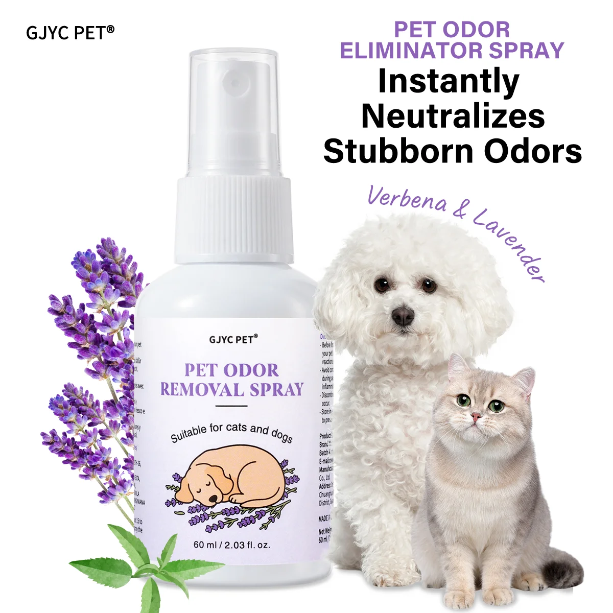 Pet Odor Eliminator Spray Verbena & Lavender Scent Alcohol-Free Non-Irritating Gentle Deodorizing Long Lasting Pet Essential