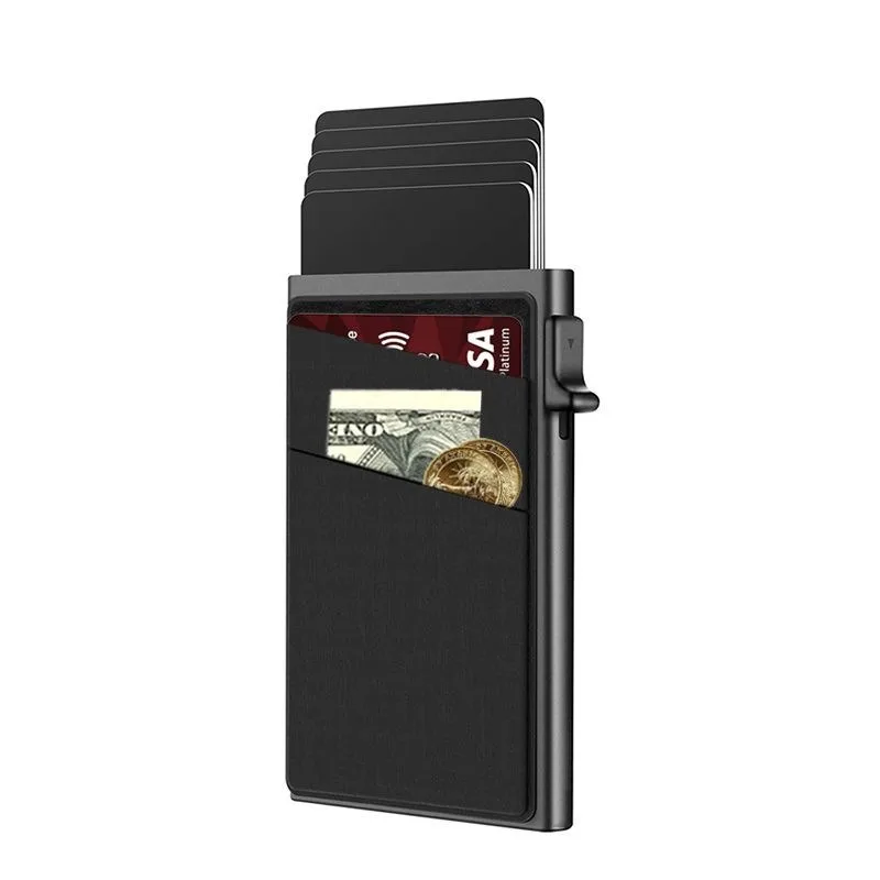 Automatic Pop Up Credit Card Holder for Men Alloy Simple RFID Blocking Cardholder Women's Purses Portable Slim Mini Wallets