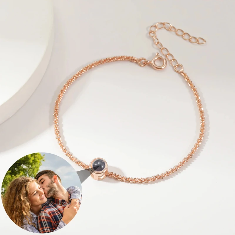 

Custom Photo Projection Bracelet Photo Bracelet Sparkling Chain Personalized Picture Inside Bracelet Best Friend Gifts for Women
