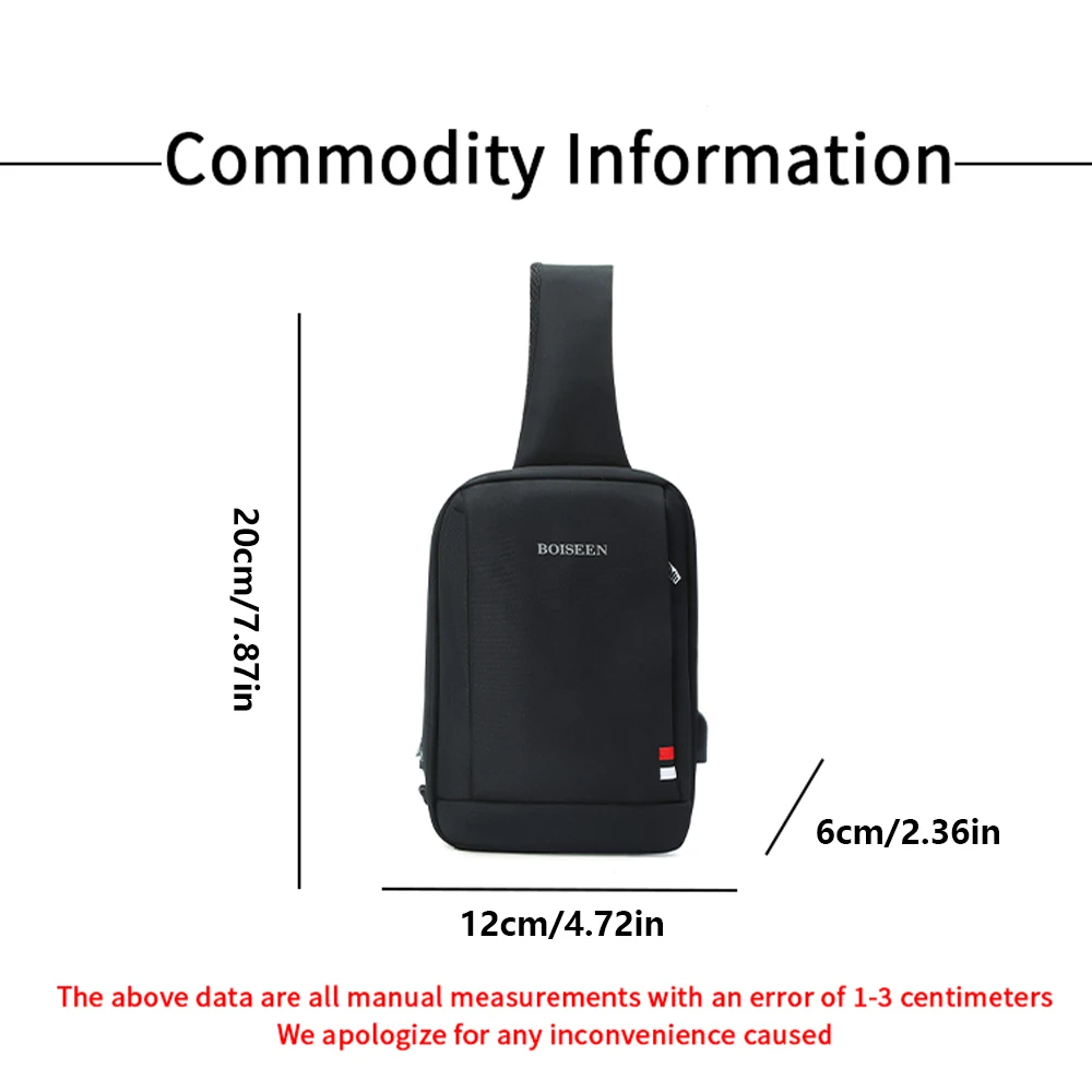 Sac à bandoulière léger pour hommes, sac de poitrine de grande capacité pour les déplacements quotidiens, sac à bandoulière antivol pour un usage quotidien 1 pièces