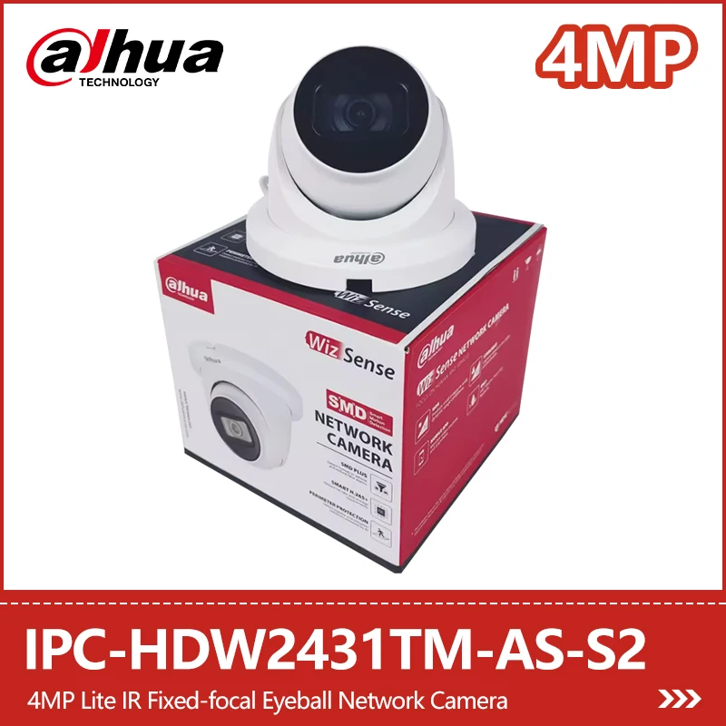 

Dahua 4MP IR Fixed-focal IP Camera IPC-HDW2431TM-AS-S2 Built-in Mic PoE IP67 SD Card Slot Starlight Outdoor Security Camera