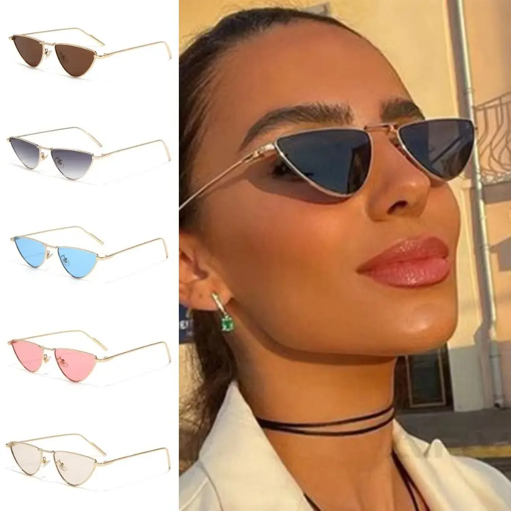 الفاخرة الرجعية مثلث نظارات شمسية UV400 Y2K القط العين النظارات الشمسية خفيفة الوزن فاسق النساء HD النظارات الشمسية الهيب هوب