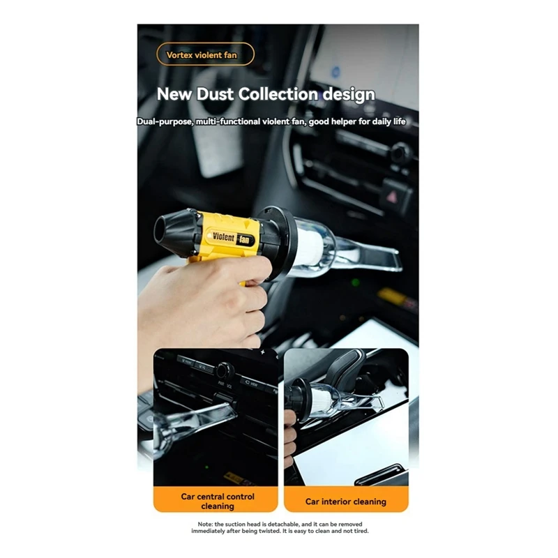 AB15-Mini Turbo Jet Fan Rechargeable Brushless Motor 110000RPM Speed Vacuum Cleaner For Computer Keyboard Outdoor Car Home