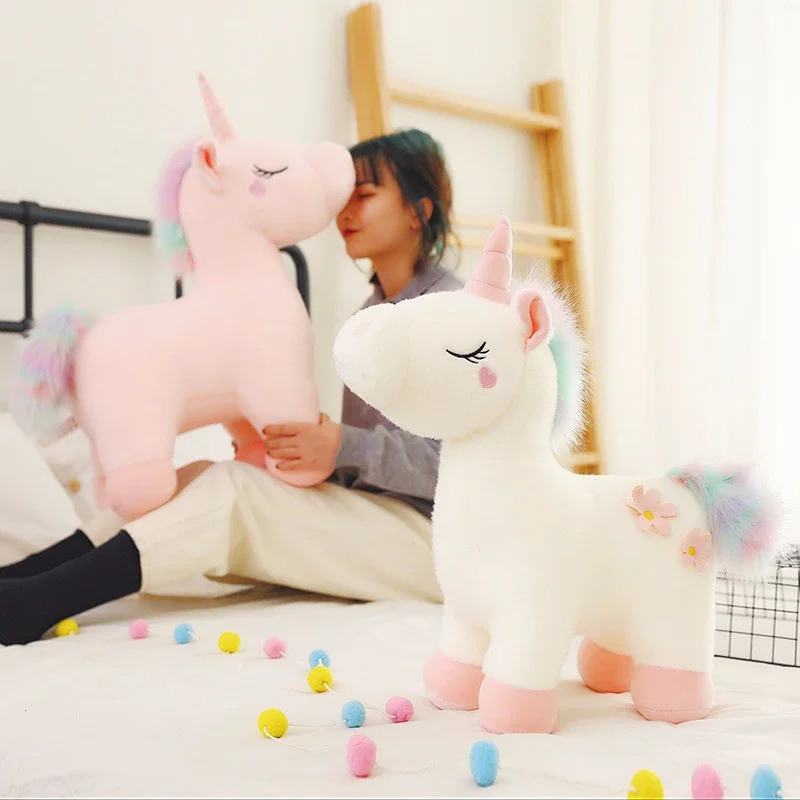 Large Size Unicorn Doll Kawaii Unicorn Plush Toy 30-70CM Soft Stuffed Animals Horse Doll Pillow Toy for Boy Girl Christmas Gifts