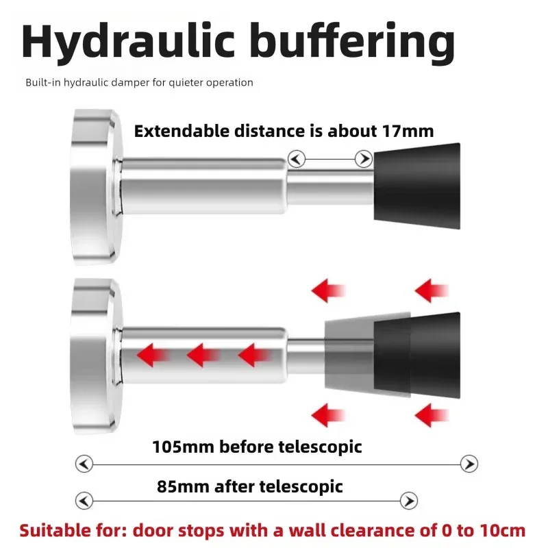 Ogranicznik do drzwi bez wiercenia - Hydrauliczny amortyzator, cichy ogranicznik do drzwi, uchwyt antykolizyjny do drzwi wejściowych, drzwi szklanych