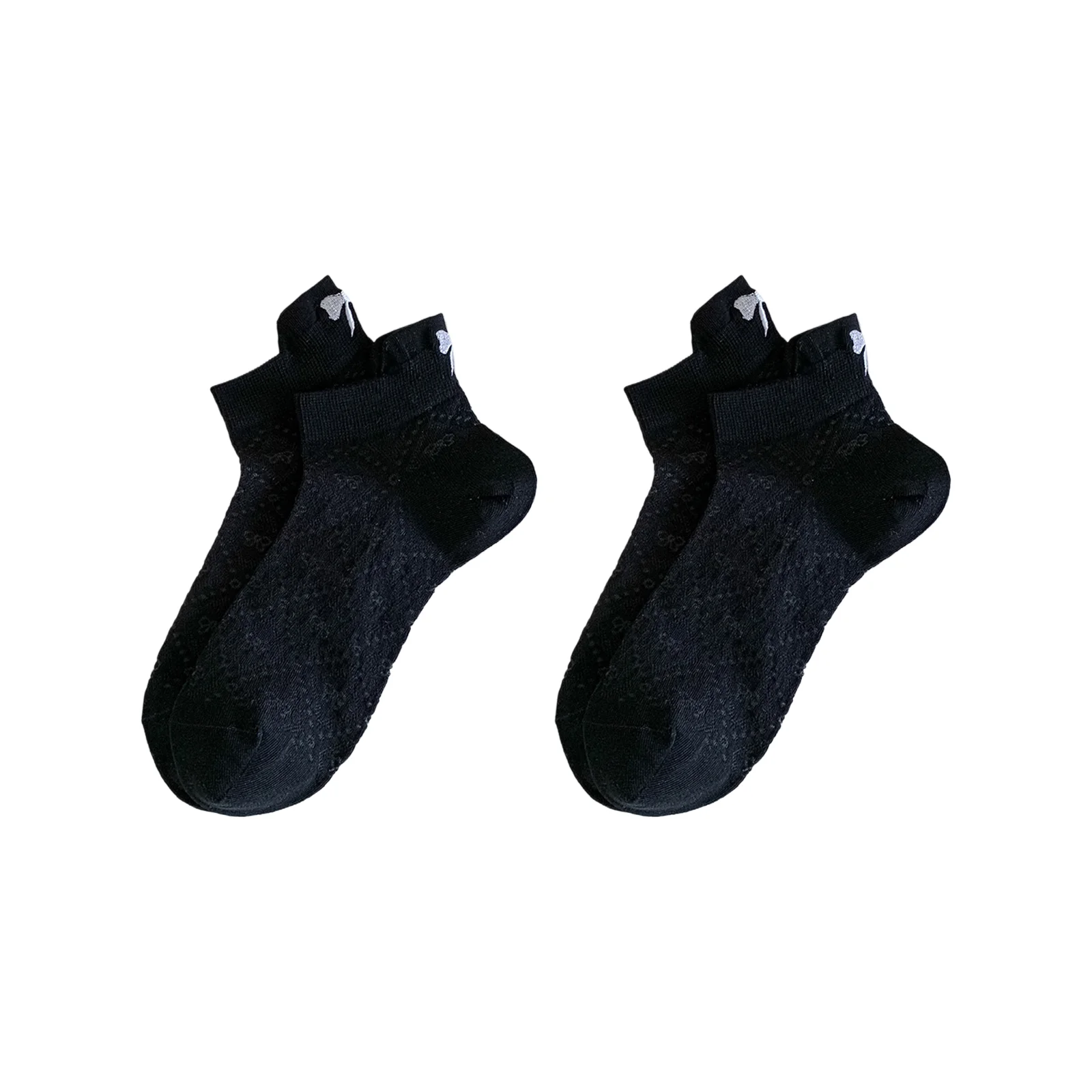 Girls hollow cotton socks embroidered bow socks 6 color set (black/white/milky white/dark gray/pink/light gray)