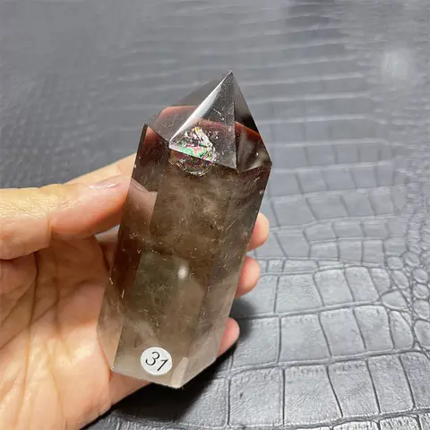 Natural smoky citrine quartz crystal wand single pointed quartz stone