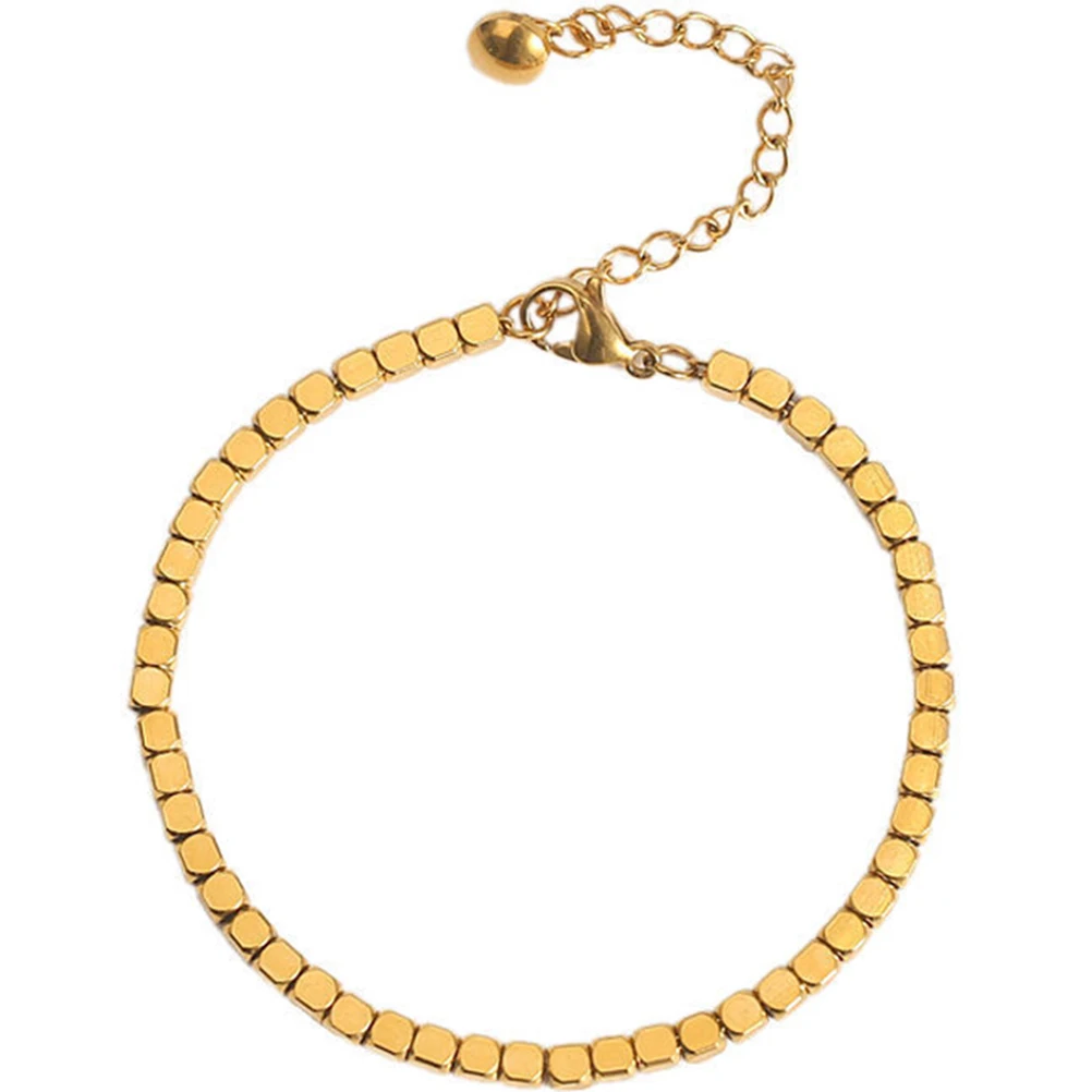 

Tennis Bracelet Women Jewelry Girls Golden Cubic Bangle Delicate Wristlet Alloy Chain Elegant Accessory Wrist Jewelry