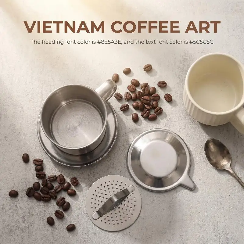 

Coffee Filter Vietnamese Dripper Reusable Portable Infuse Cup Maker for Home Office Use