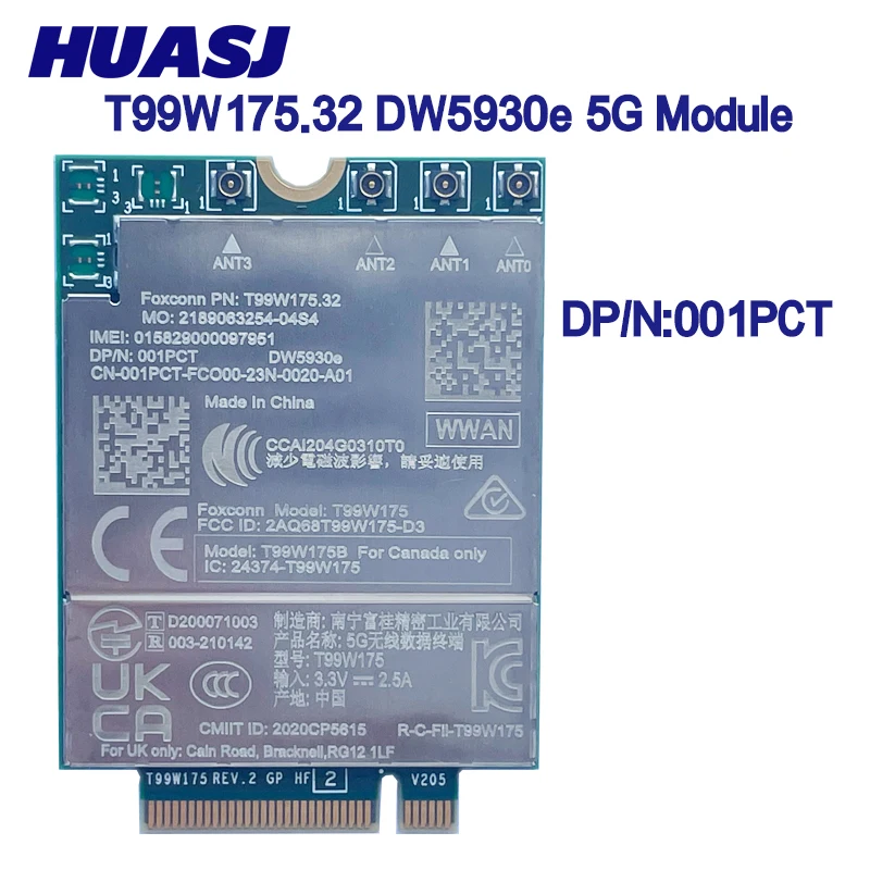 T99W175.32 DW5930e X55 5G Module DP/N 001PCT For Dell Laptop Latitude 5430 7330 7430 7760 9420 9520