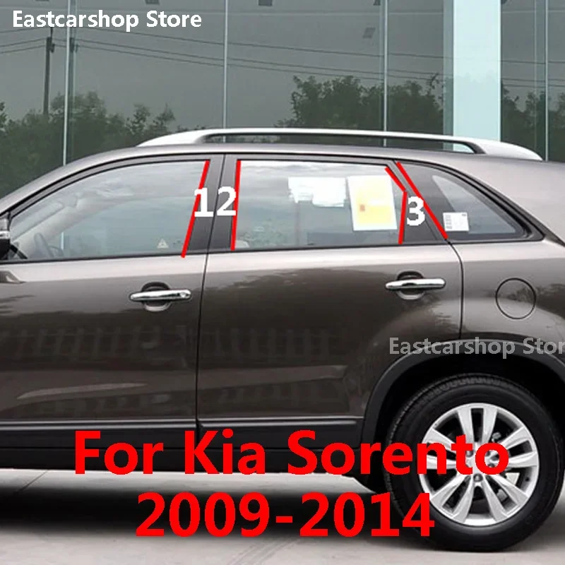 

For Kia Sorento 2014 2013 2012 Car B C Pillar Middle Central Column PC Window Decoration Strip Sticker Accessorie 2011 2010 2009