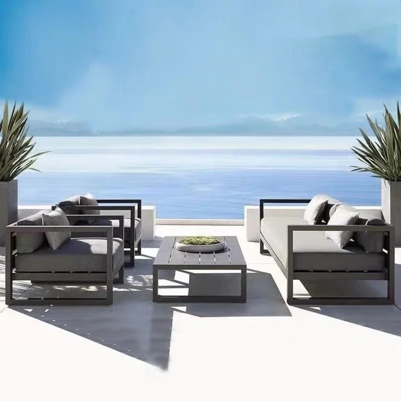 Leisure High End Customer Only Deluxe Patio Furniture, Nordic Garden Waterproof Sofa Outdoor Furniture Sets with Aluminum Table