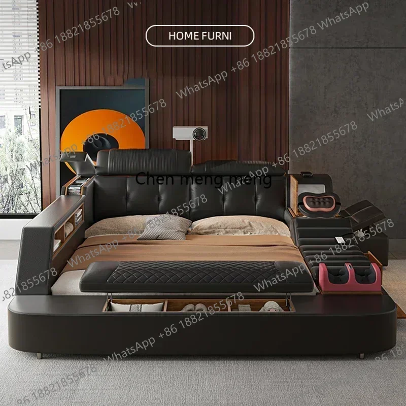 

Modern Double Bed Girls Design Smart Bedroom Queen King Size Bed Beauty Sleeping Princess Leather Cama Lounge Suite Furniture