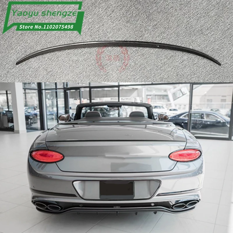 Car Rear Trunk Wing Spoiler Carbon Fiber for Bentley Continental GT W12 2018 2019 2020 2021 O style FRP Unpainted Black