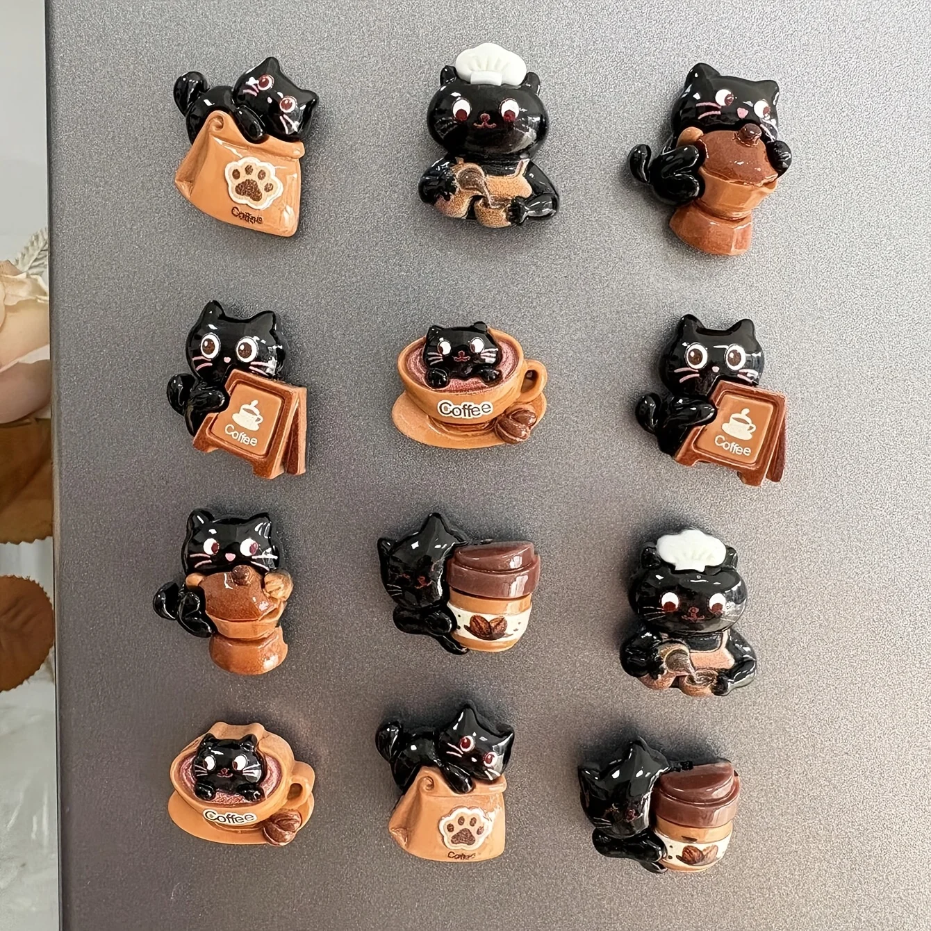 6 aimants créatifs en résine en forme de chat noir pour réfrigérateur, adaptés aux 14 ans et plus – Peuvent être utilisés pour décorer les réfrigérateurs, les armoires de rangement, les tableaux blancs de bureau, présentent un motif de chaton, aimants en résine pour réfrigérateur, peuvent être utilisés pour décorer les dortoirs
