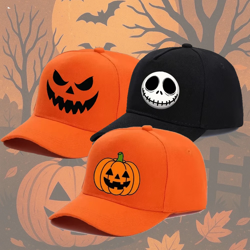 Halloween Pumpkin Smiley Face Adjustable BaseballCap Print Women Wear HAT Outdoor Travel Sun Shading Men Cap