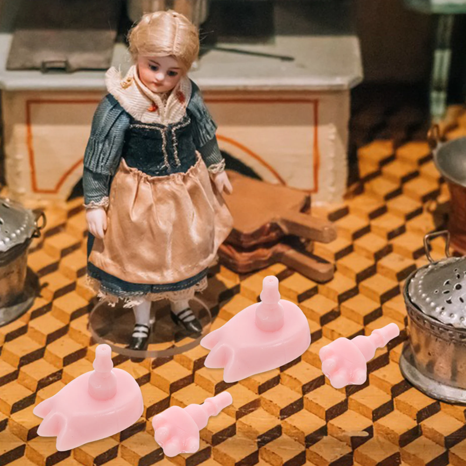 

4 set Mini Hands Feet Replacement Realistic Body Joints For Diy Repair Making Action Figure Customization Display Craft