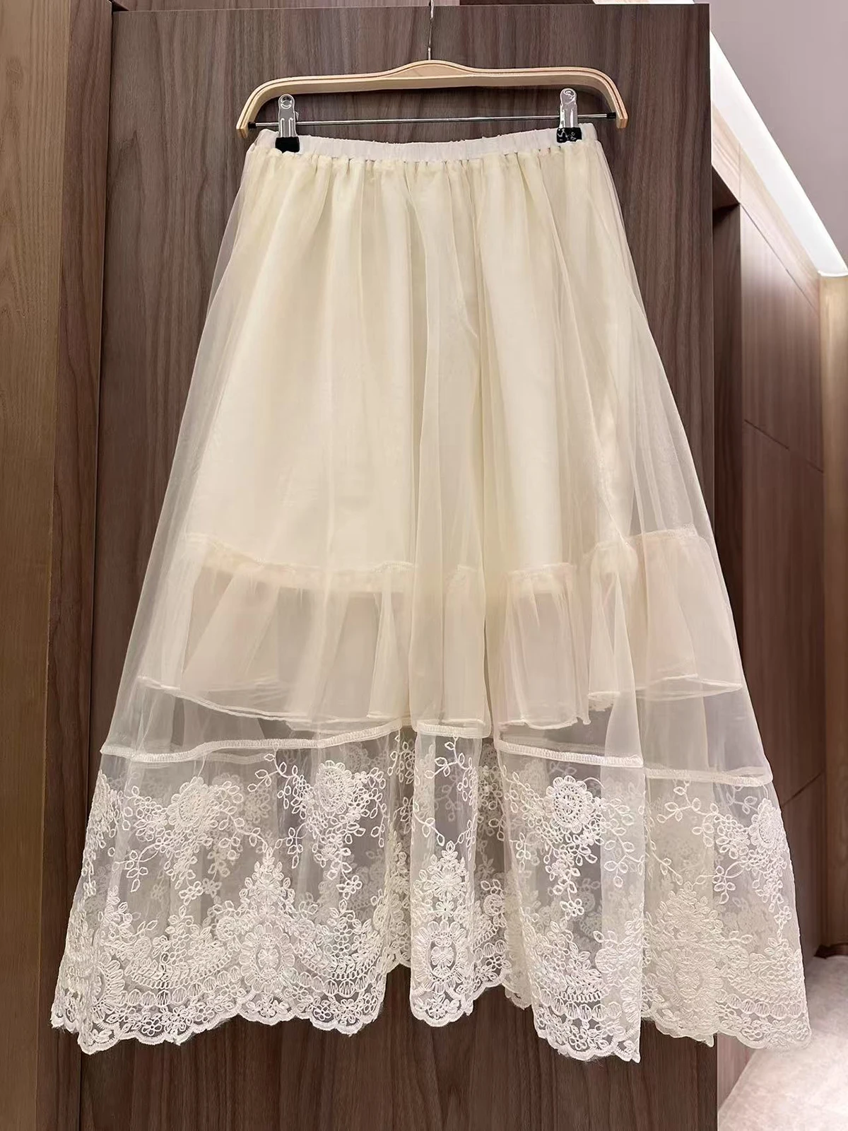 

AZZHEN Embroidered Patchwork Net f Skirt High Waist Polyester Fiber Daily Casual Campus Office Date Beach Simple Sle Wom...