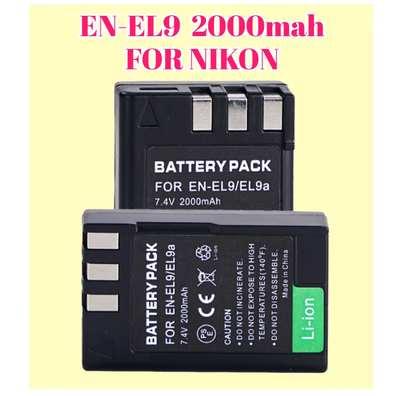 

EN EL9 Battery for Nikon EN EL9a 2000mAh Replacement Battery for D40X D5000 D3000 D3100 D5100 D3200 DSLR Camera Power Supply