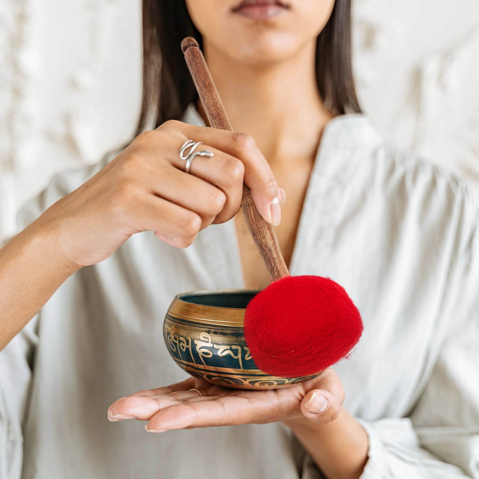 

Wool Felt Stick Sound Bowl Mallet Singing Striker Wooden Rod Easy Grip Portable Meditation Peaceful Tones Travel Vacation