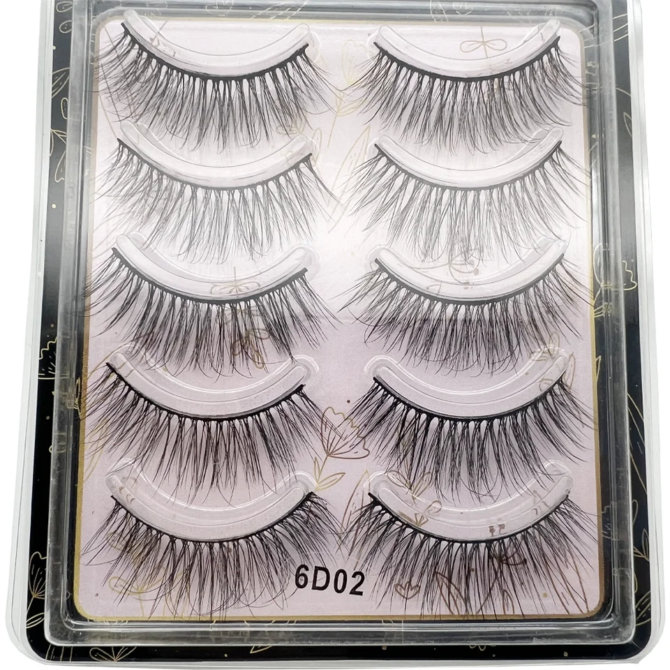 5 Pares de Pestañas Ojo de Gato con Maquillaje Fino y Natural, Rollo D 12-17mm 3D Naturales, Pestañas Postizas en Múltiples Piezas, Suaves 2