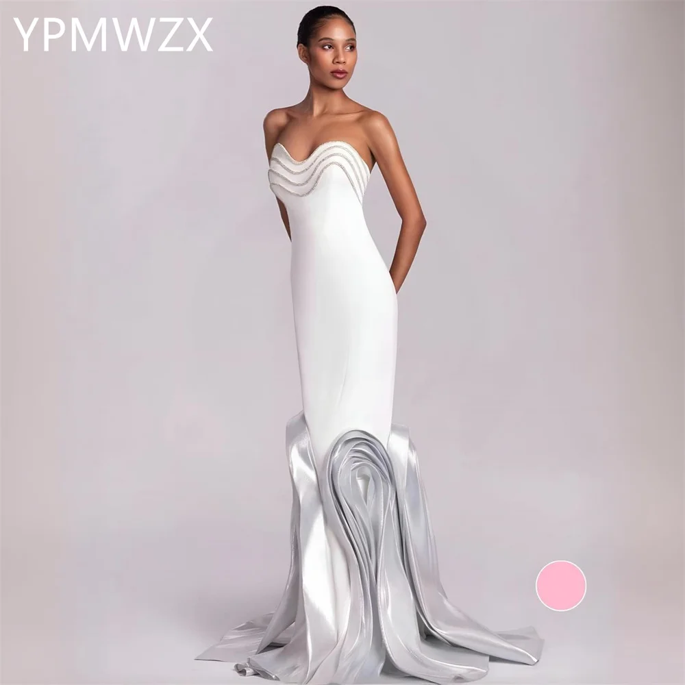 Customized Formal Dress Women Party Occasion YPMWZX Strapless Mermaid Floor Length Skirts Bespoke  Dresses Prom Gown Ev