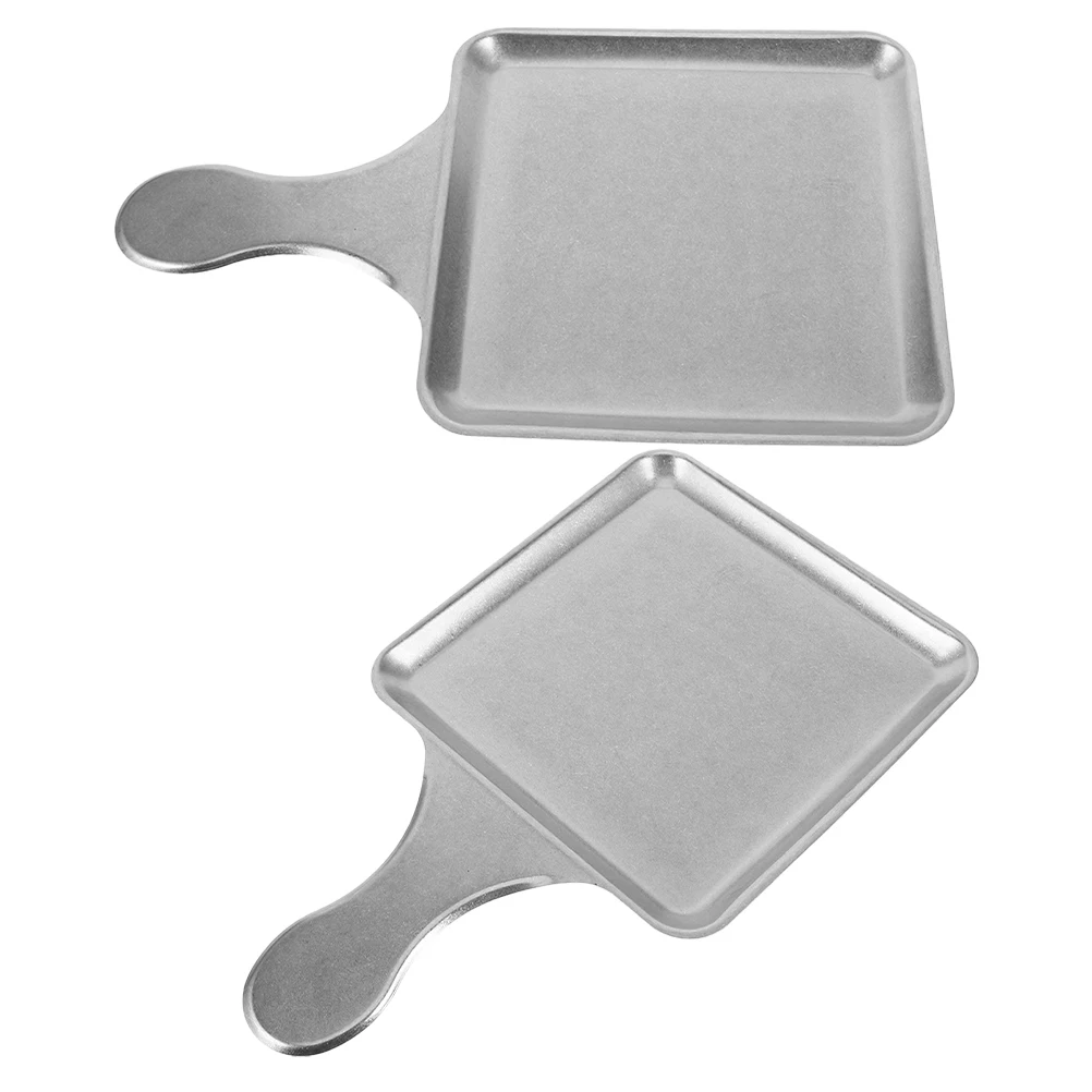 

2 Pcs Retro Stainless Steel Flat Plate Appetizer Plates Meat Tray Square Steak Barbecue