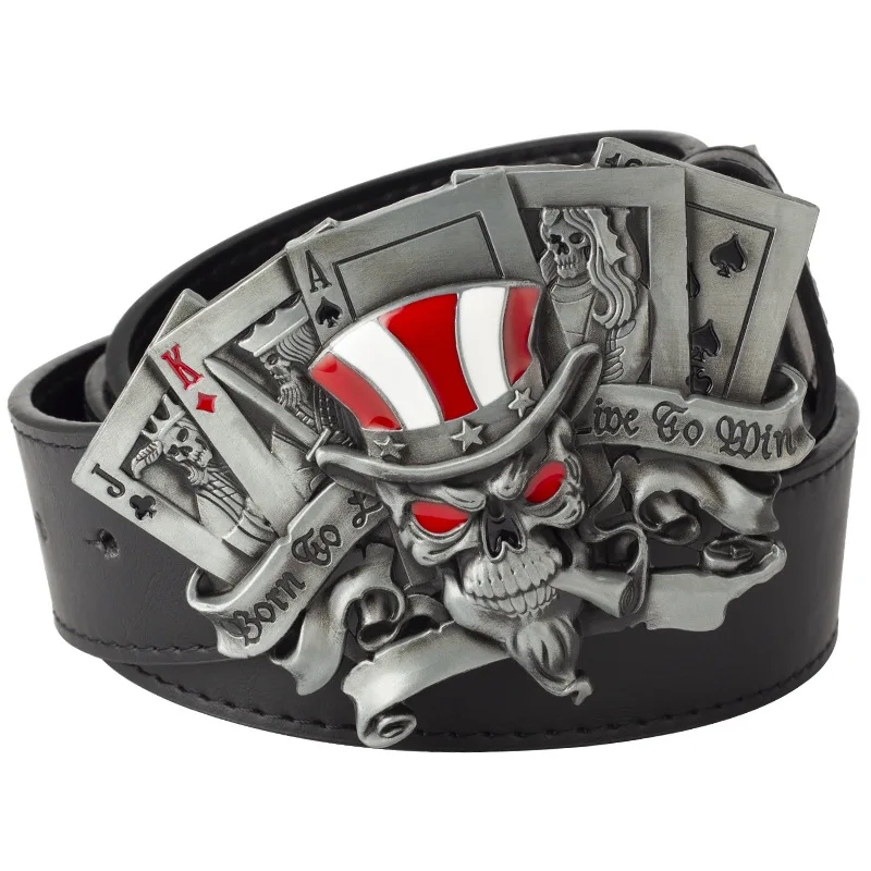 Poker Joker Belt Buckle Clothing Accessories Royal Flush Straight  Punk Style Rock Music 3D ALLOY Decorative METAL Waistband