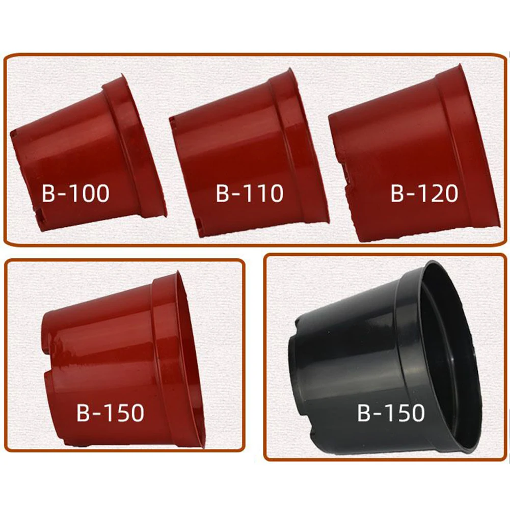 Black Plastic Plant Pots 10 Piece Set Featuring 8 Sizes B80# B100# B115# B120-1# B120-2# B130# B140# B150# for Multiple Uses