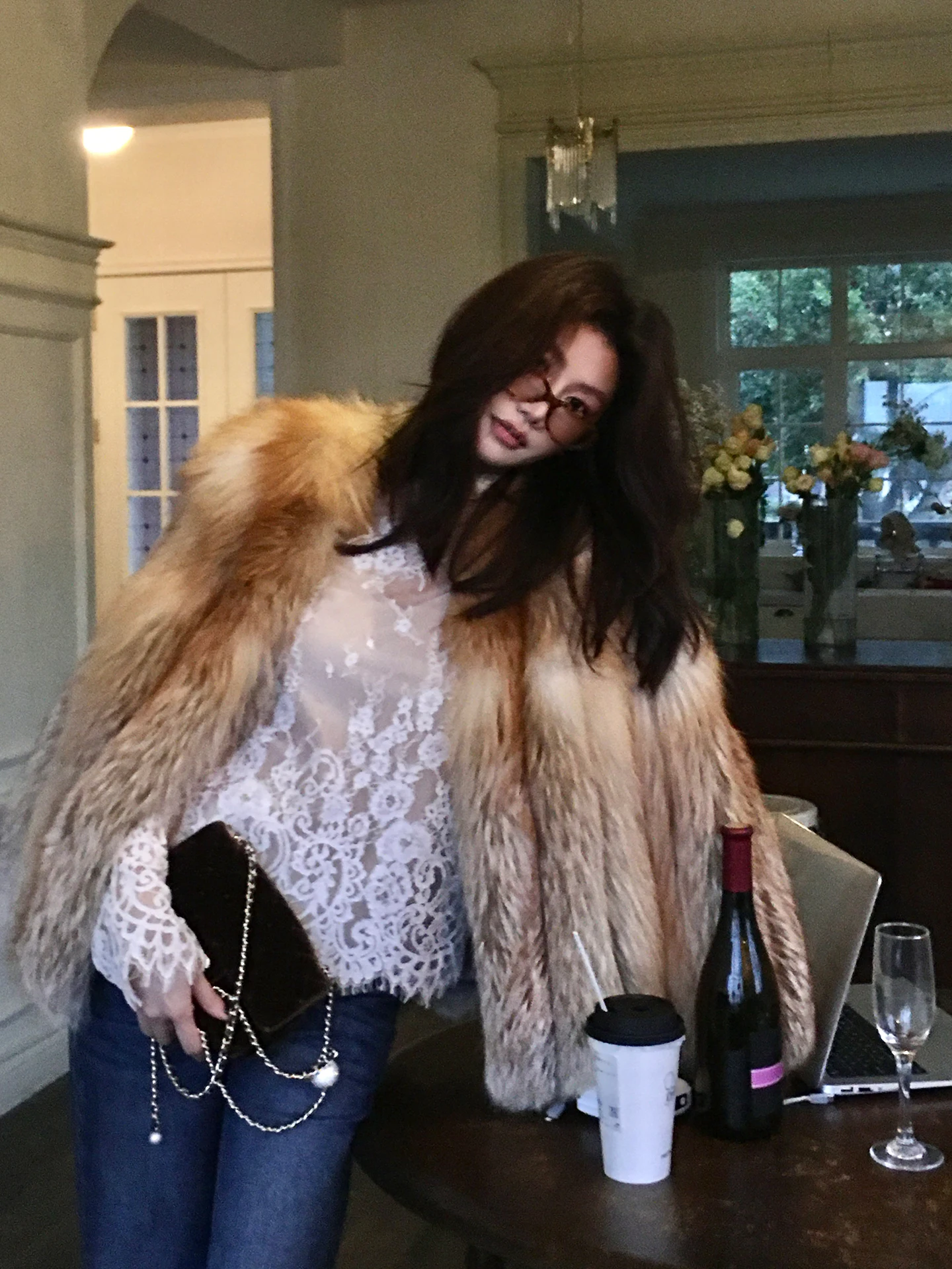 

Dragon Xier Lace Trim Hollow out Long Sve Top Women's Inner Wear Base Layer French Sle Floral Patterned Breathable Nylon