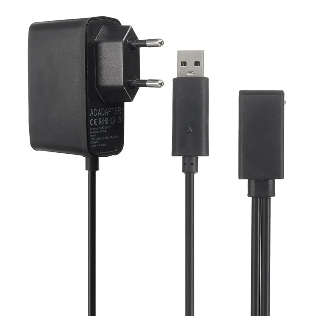 Schwarz ac 100 V-240V netzteil eu/us stecker adapter usb ladegerät für microsoft für xbox 360 xbox360 kinect sensor