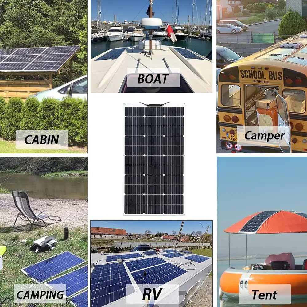 100 watt solar panel Flexible 2Pcs 4Pcs 10Pcs Monocrystalline Cell 1000W 600W 400W 200W 120W Solarpanel for 12V 24 Volt Battery