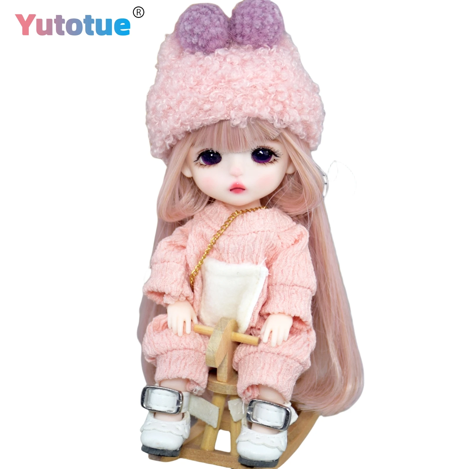 

YUTOTUE 16cm Mini Cute Doll Toy Removable Clothes Hair Wigs Complete Set Gift for Children