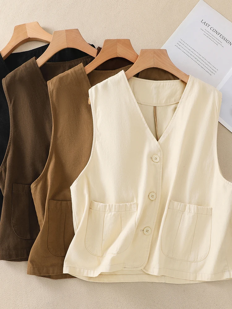 

Loose V-Ne Women's Vest Jaet Double ket Svel Top Workwear Sle Casual Commute Faion Summer 2025 Collection