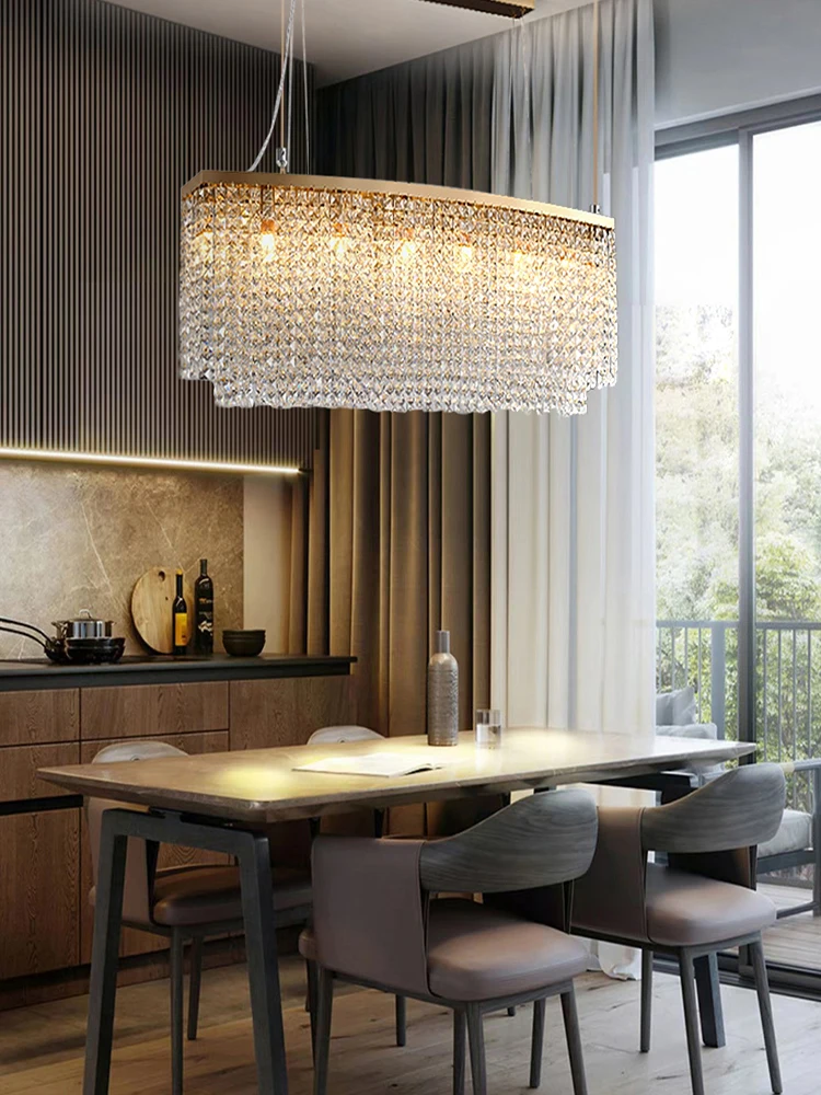 Imagem -02 - Crystal Tassel Chrome Teto Lustres Lâmpadas Penduradas Luminária Oval para Mesa de Jantar Luxo Dourado Decoração de Casa