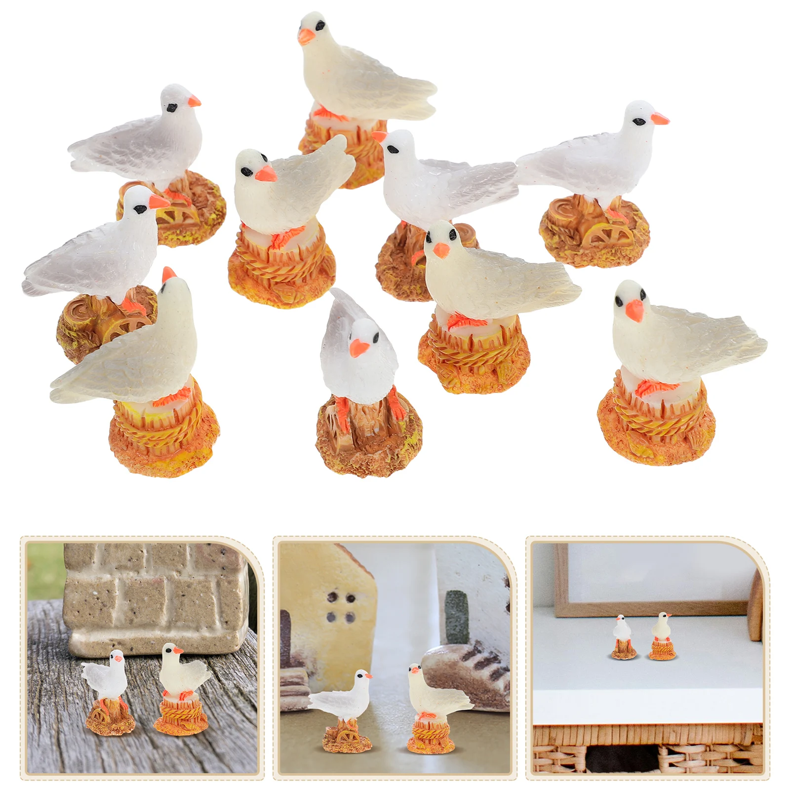 

10Pcs Seagull Ornaments Coastal Decor Outdoor Statues Bird Figure Nautical Home Office Ocean Scene Stress Relief Toys