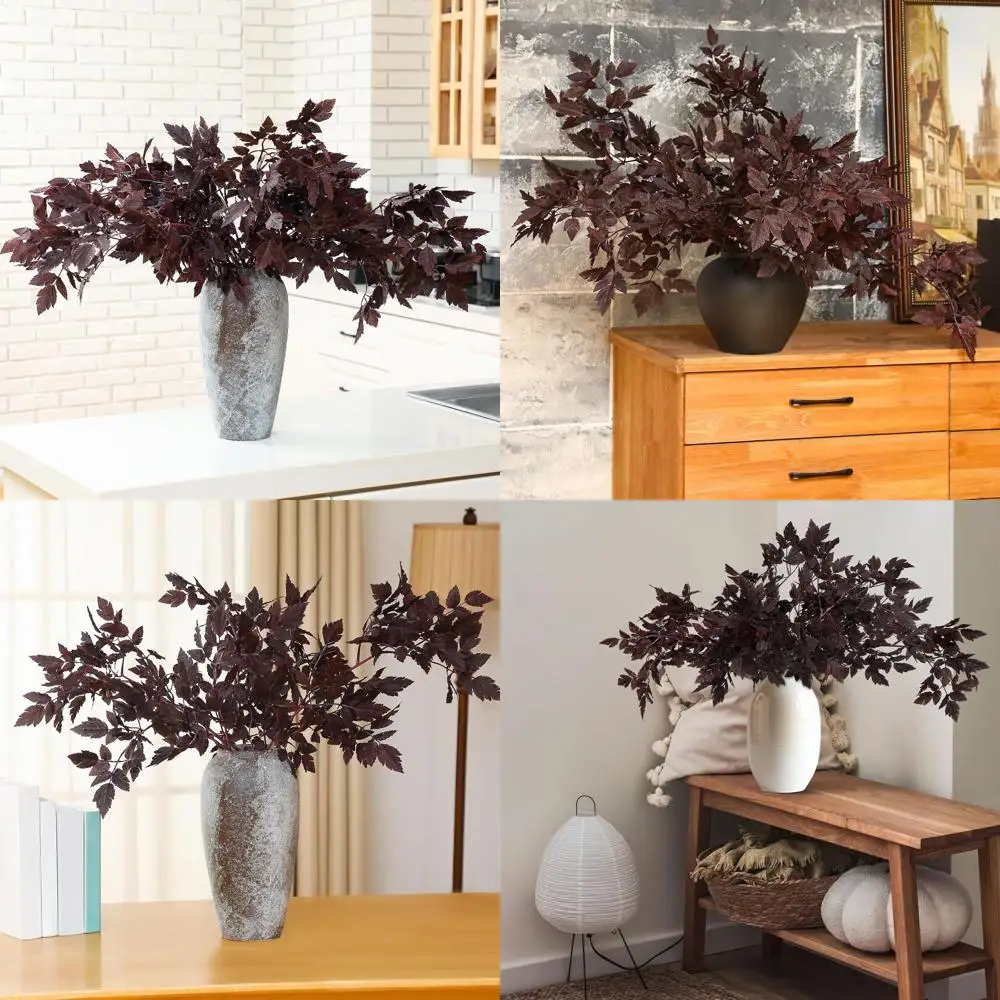 

Artificial Cimicifuga Plants, 32-Inch Faux Fall Sprays, Silk Leaves for Home Decor, Vases, Weddings, and Farmhouse Style