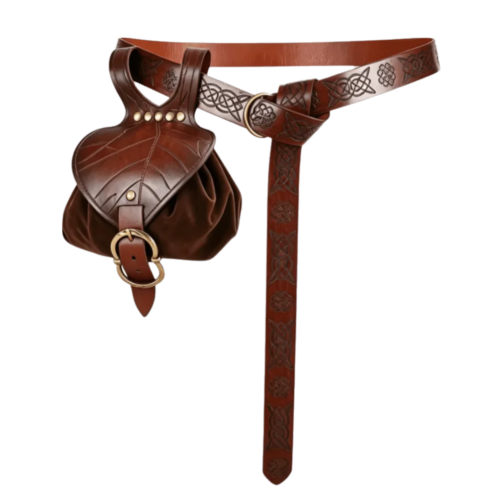 with Drawstring Pouch Medieval Belt Pouch Faux Leather Renaissance Waist Bag Belts Embossed Viking Waist Pack Set