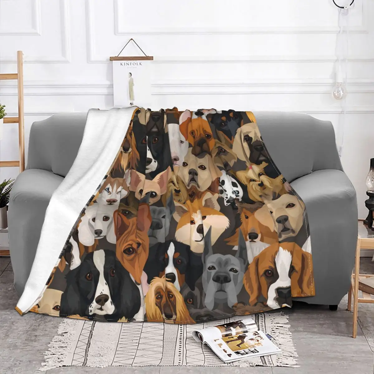 Dogs Breeds Pattern Dog Lover Man Blanket Plush All Season Multifunction Super Warm Throw Blankets For bed Rug Piece