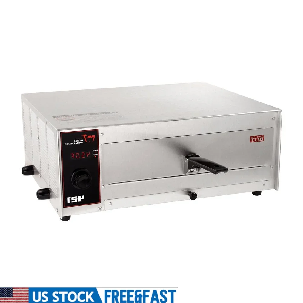 Pizza Oven with LED Display Removable Clean Out Tray Adjustable Thermostat 150F-500F Digital Control 1500W Stainless Steel