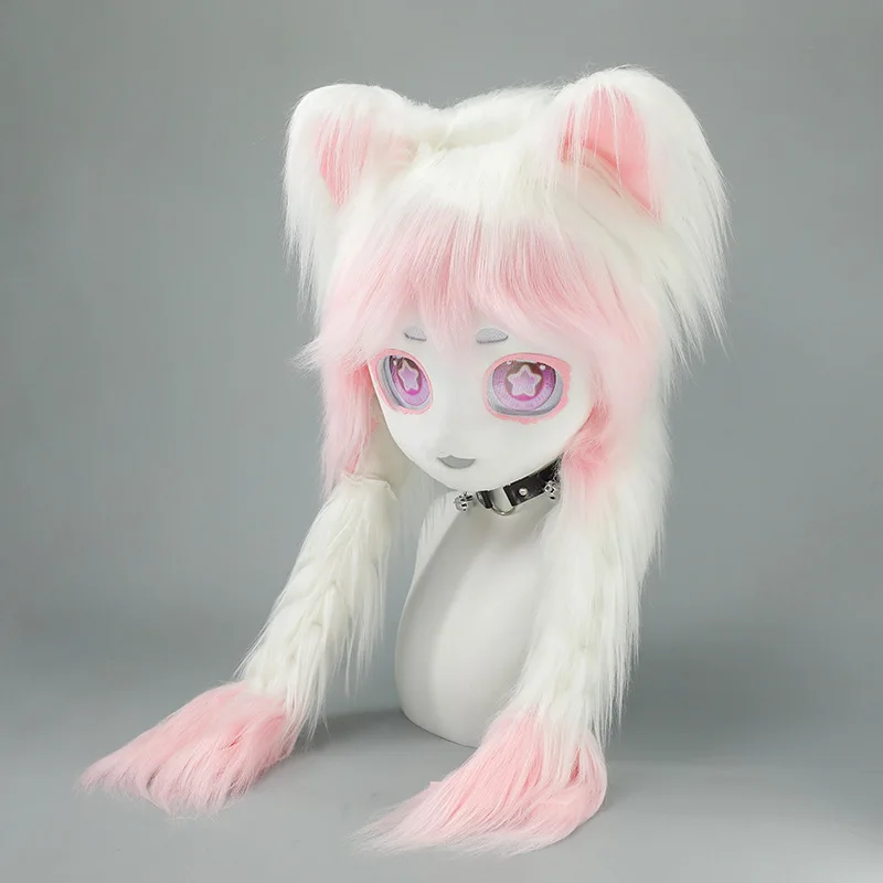 New Beast Head Model Archi Handwork Furry Kig Head Wig Cap Headgear Fursuit Anime Lolita Girl Cosplay Animaris Performance Props
