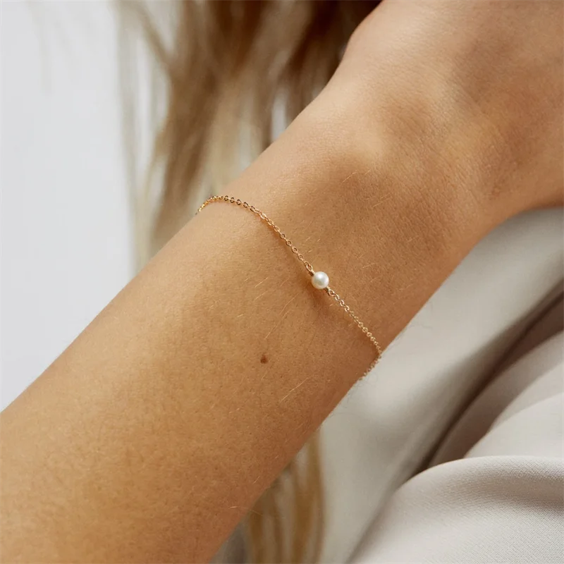 925 Silver Naturel Pearl Bangles Indian Jewelry 14K Gold Filled Minimalist Jewelry Birthday Present Handmade Boho Bracelet Women