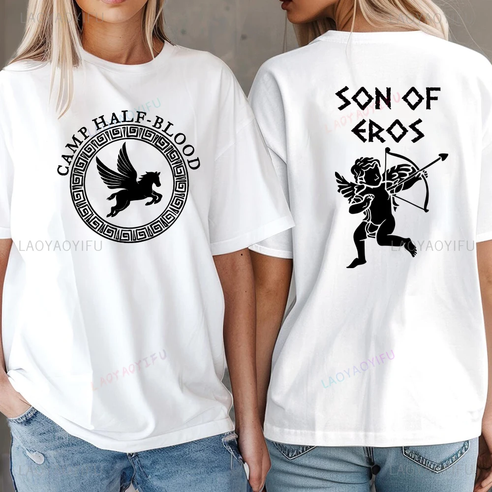 خمر مخيم نصف الدم الأساطير اليونانية ابن أبولو إيروس تي شيرت مطبوع الرجال النساء هالوين العالم كتاب هدية اليوم القطن قميص