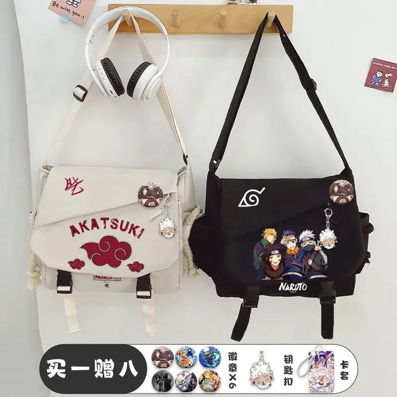 Zaino a tracolla Cartoon Naruto Naruto che circonda la borsa di classe studenti Borsa da scuola Messenger borsa da tutoring per ragazzi anime invia distintivo