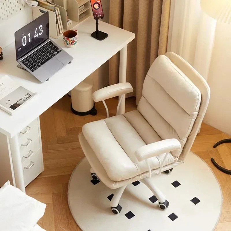 

Swivel Beige Portable Chair Arm Rest Pads Kawaii Comfy Cute Office Chairs Modern Cushion Sillas De Oficina Home Furnitures